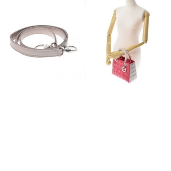 CHRISTIAN DIOR Lady Cannage Bicolor Beige Red Lambskin Handbag - Picture 12 of 12